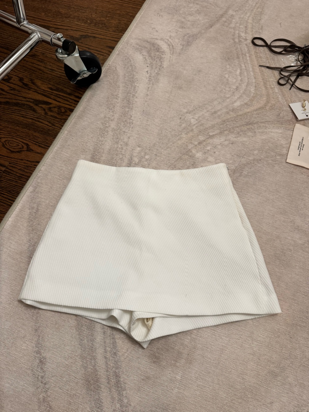 White Ribbed Mini Skirt